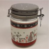 Récipient de stockage de Noël en céramique en blanc rouge gris