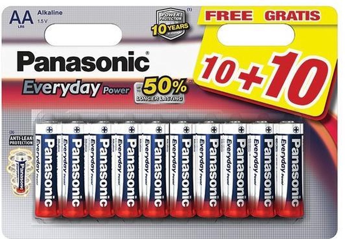 20 Panasonic AA Batterijen LR06 Everyday Power