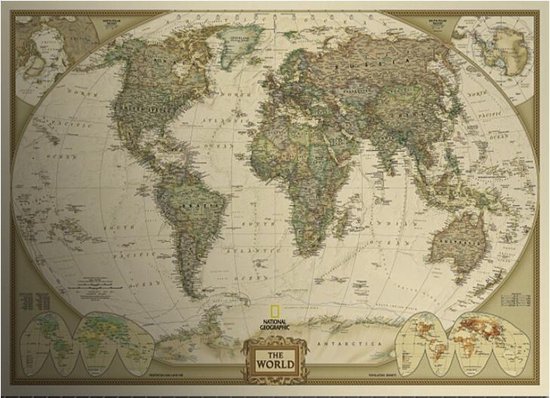 Effectiviteit gemiddelde Sporten Antiek / Vintage Stijl Retro Wereld Kaart Poster / Wereldmap / World map |  bol.com