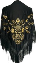 Manton espagnol - châle - or noir avec déguisement ou robe de flamenco