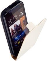 Premium Wit Lederen Flip case Telefoonhoesje HTC Desire 310