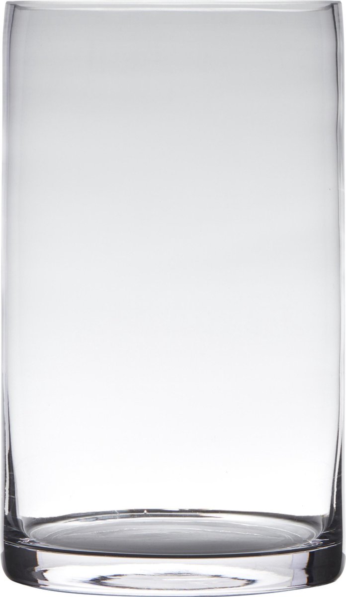 Hakbijl Glass Vaas - transparant - 20 x 15 cm - glas - cilinder vorm - vazen - bloemenvaas