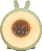 Bunny Slaaptrainer - Groen - Wake Up Light - Alarm Klok - Peuter Wekker - Digitale Klok - Nachtrust - 8 verschillende kleuren - Nachtlamp