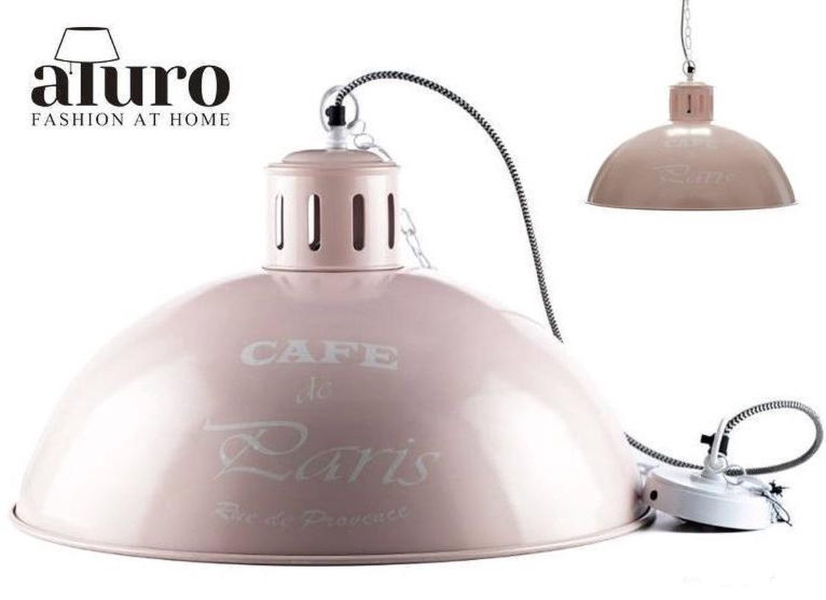 Aturo - Metalen Hanglamp - 50 cm - Oud Roze - Cafe de Paris