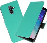 Hoesje Geschikt voor Samsung Galaxy A6 Plus 2018 - Book Case Telefoonhoesje - Kaarthouder Portemonnee Hoesje - Wallet Cases - Groen