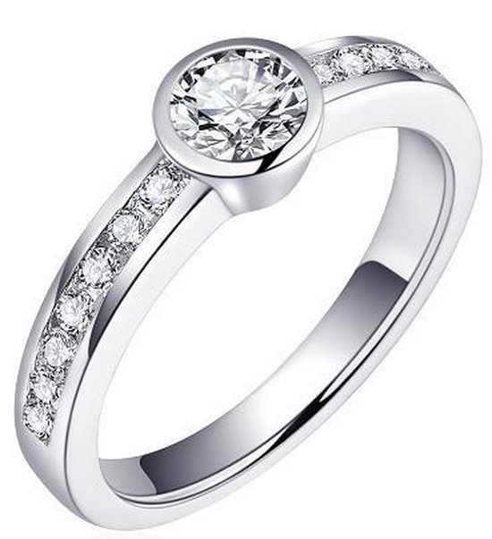 Schitterende Zilveren Ring met Swarovski ® Zirkonia's 18.50 mm. (maat 58) model 145