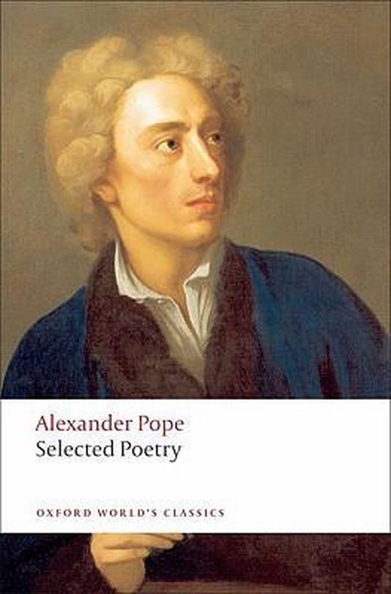 Boekomslag met een portret van Alexander Pope, "Selected Poetry" staat in rode letters.