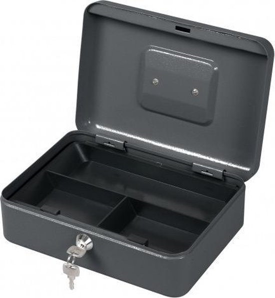 Varo MOTMB250 Geldkist - 25 x 18 x 9 cm - Met inleglade met 3 vakjes - Met cilinderslot en 2 sleutels