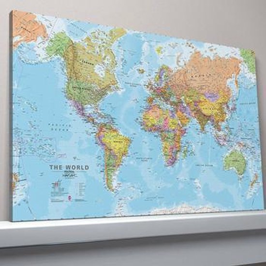 Maps International - Politieke Wereldkaart - Canvas Groot | bol.com