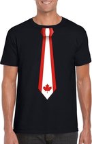 Zwart t-shirt met Canada vlag stropdas heren XL