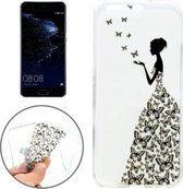 Huawei P10 - hoes, cover, case - TPU - Transparant - Vrouw met vlinders