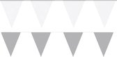 Witte/Zilveren feest punt vlaggetjes pakket - 60 meter - slingers / vlaggenlijn