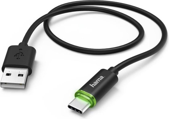 bol.com | Hama USB-C Kabel naar USB Kabel LED-weergave - 1 Meter - Zwart