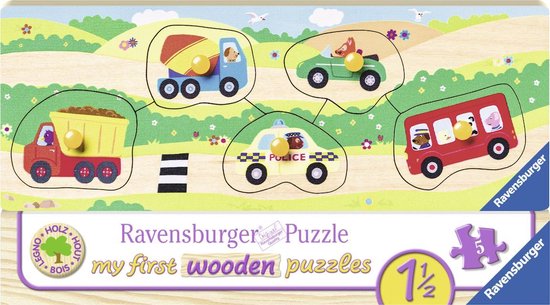 Ravensburger houten puzzel Voertuigen - 5 stukjes