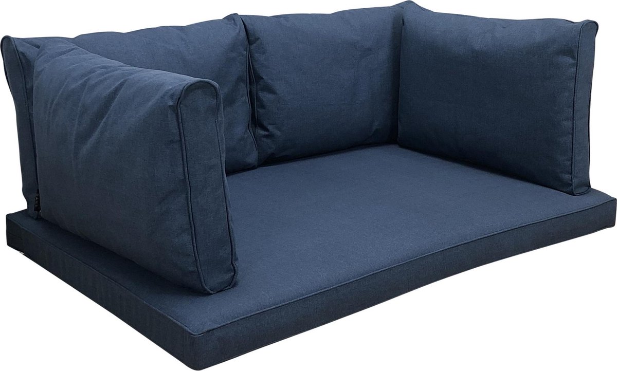 Madison 5-delige kussenset blauw voor loungeset waterproof palletkussen met rugkussens