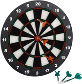 Relaxdays dartbord 42 cm - soft-darts - dartboard - wandmontage - op voet - zwart-wit