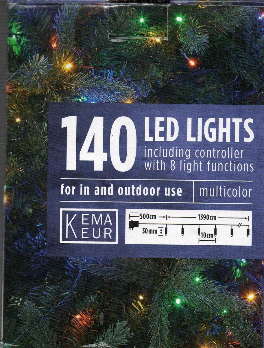 140 Gekleurde LED Kerstlampjes met regelbare controller inclusief 8 verschillende lichtfuncties (knipperend, constant, disco) voor binnen en buiten geschikt - Kerstverlichting - Kerstboomverlichting - Gekleurde Lampjes - Lichtsnoer - Kerstverlichting
