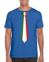 Blauw t-shirt met Italie vlag stropdas heren S