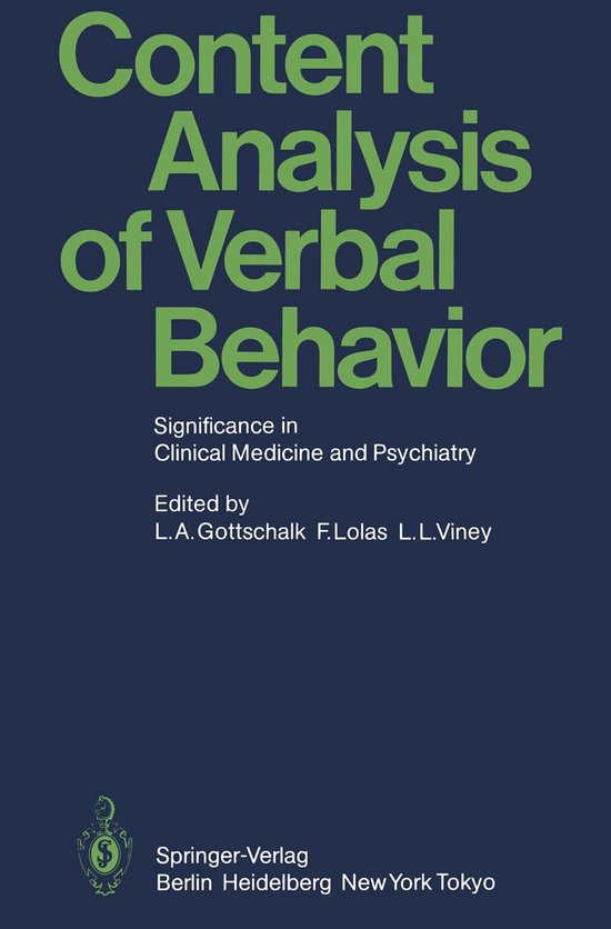 Medicine (R0) - Content Analysis of Verbal Behavior - cover