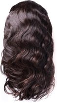 Pruiken dames - echt haar/ Front Lace Wig_100% Human Hair_ Braziliaanse Body Wave, 16inch Pre Geplukt met Baby Haar