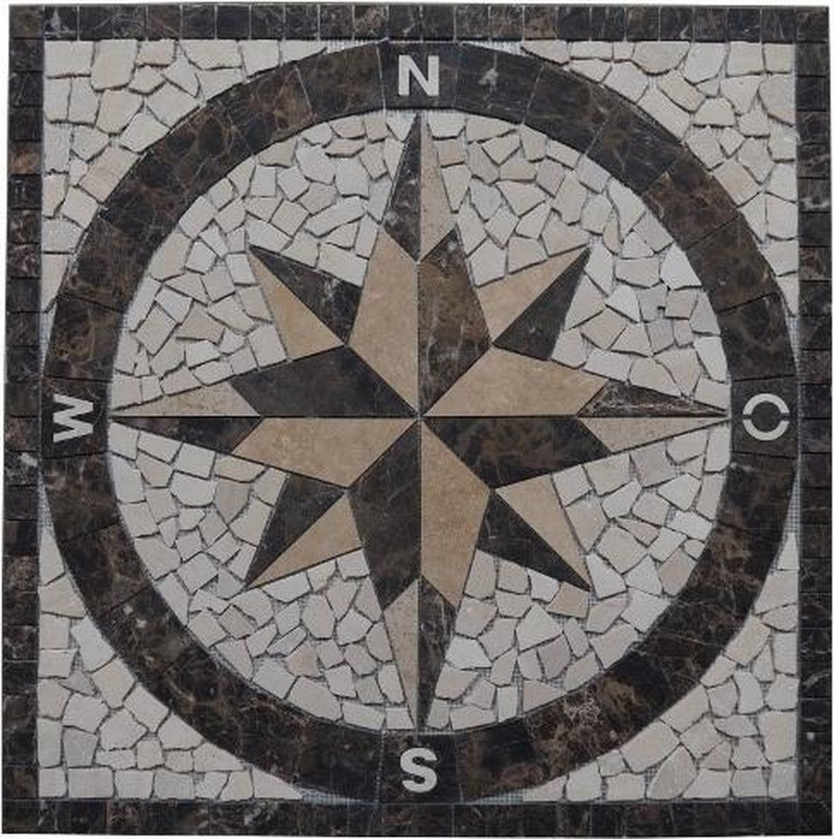 Mozaiek tegel 048 medallion windroos 90 x 90