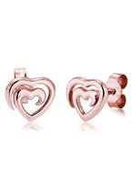 Elli Oorbellen Hart Basic 925 Zilver Roos Verguld