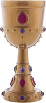 Gouden kelk met diamanten 18 cm - Drinkbeker koning - Middeleeuwse gouden kelken - Verkleed accessoire