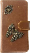 MP Case® PU Leder Mystiek design Bruin Hoesje voor LG K7 Vlinder Figuur book case wallet case