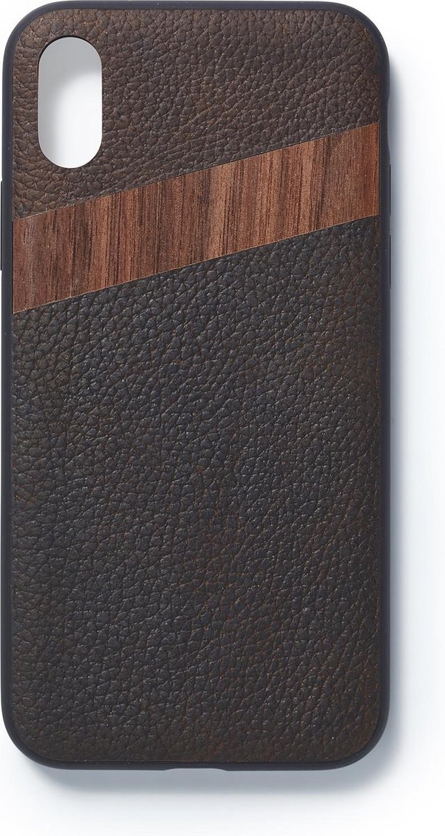 iPhone X leather wood case walnut