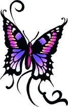 Vlinder glitter tattoo zwart/paars