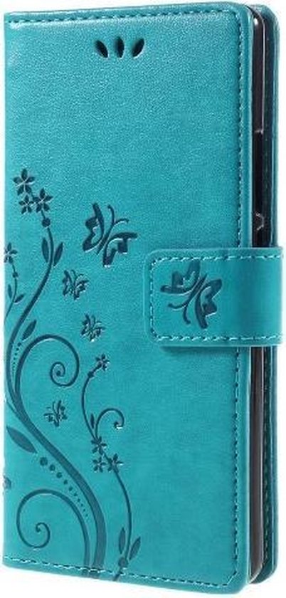 Étui Book Case Fleurs Huawei P9 Lite - Blauw