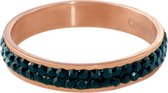 Quiges Stapelring Ring - Vulring Zwart Zirkonia - Dames - RVS roségoudkleurige - Maat 21 - Hoogte 4mm