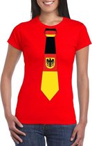 Rood t-shirt met Duitsland vlag stropdas dames S