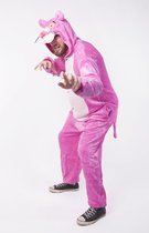 KIMU Onesie Pink Panther pak kostuum roze - maat L-XL - panter jumpsuit huispak
