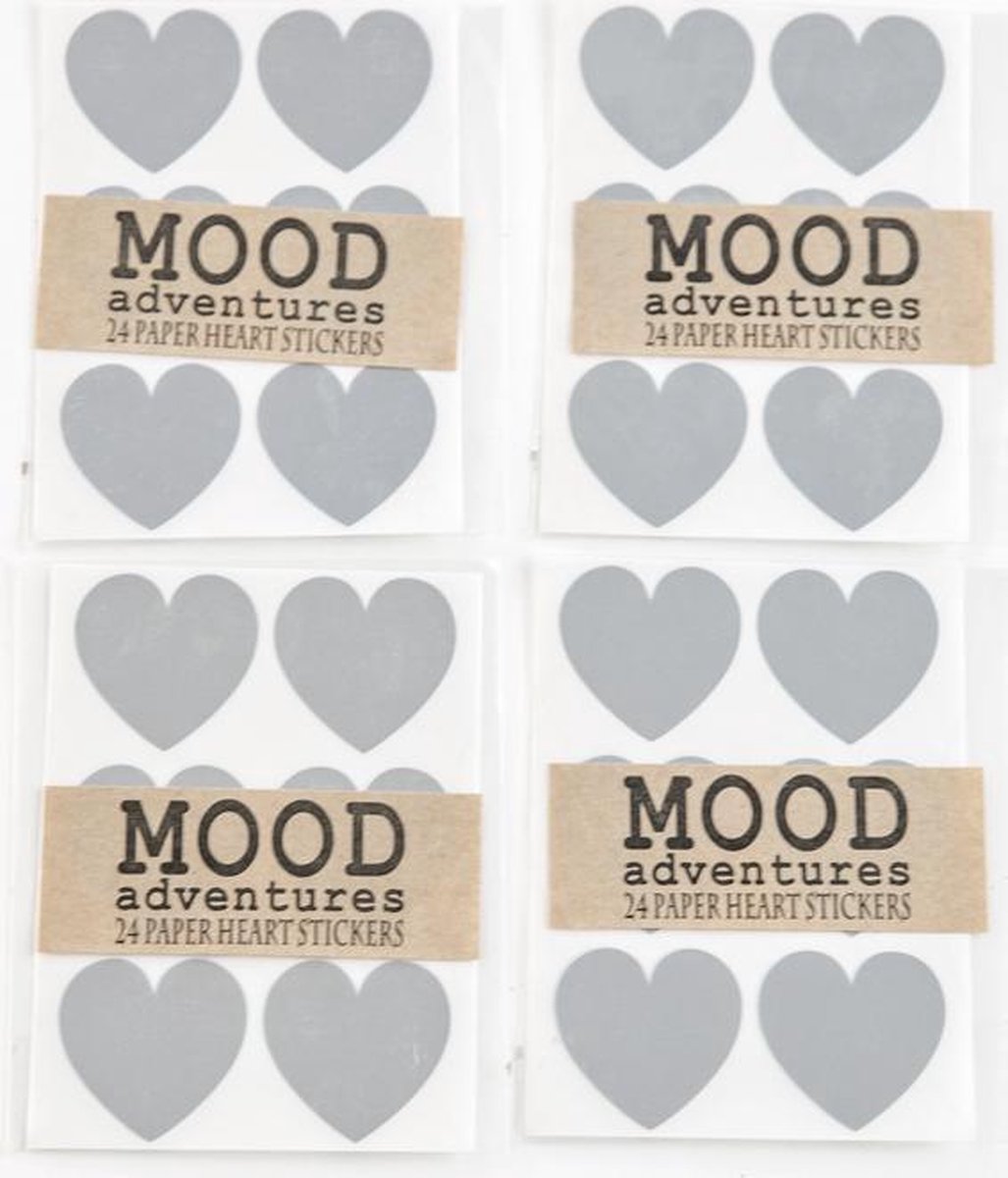 Hart Stickers Zilvergrijs 96 hartvormige stickers Beschrijfbare