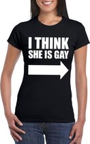 Zwart I think she is gay shirt voor dames S