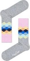 Happy Socks Faded Diamond Sokken - Grijs/Roze - Maat 41-46