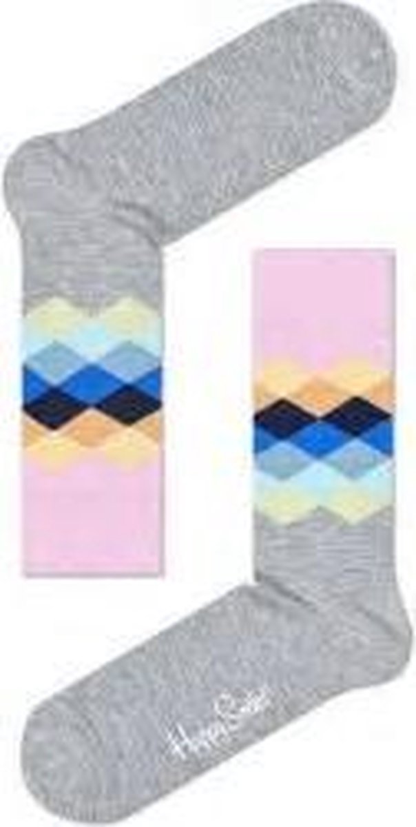 Happy Socks Faded Diamond, Kleurrijke en Leuke, Sokken voor Dames en Heren, Zwart-Blauw-Rood (41-46