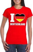 Rood I love Deutschland supporter shirt dames - Duitsland t-shirt dames XL
