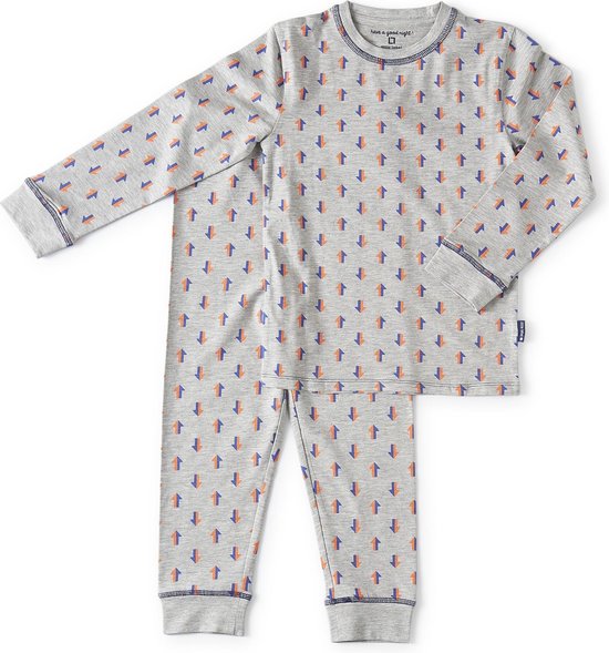Little Label - baby pyjama - grey melee arrow 86 - maat: 86 - bio-katoen