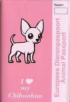 Honden paspoorthoes "I love my Chihuahua" voor europees dierenpaspoort korthaar babyroze