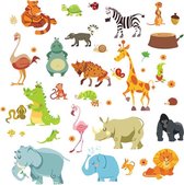 Decoratieve Muursticker - Animal Jungle 30X90cm - Dieren - Oerwoud - Wanddecoratie - Versiering - Babykamer - Kinderkamer -