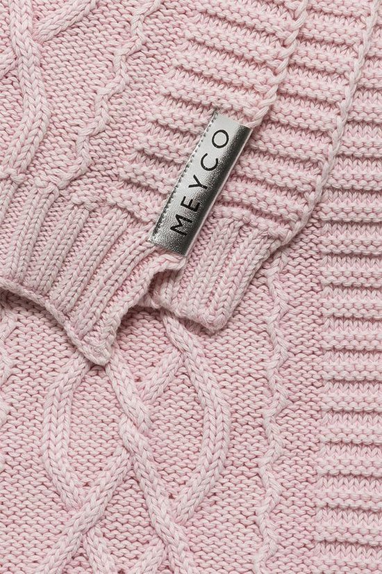 Meyco Silverline Stonewashed Cable ledikantdeken - 100x150 cm - roze