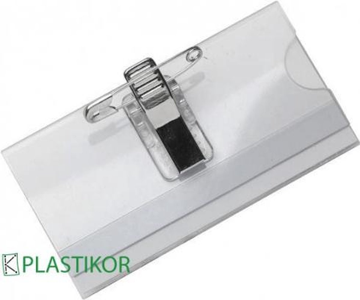 Plastikor badges met clip en speld 40x75mm - 25 Stuks
