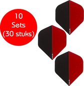 Dragon darts - 10 sets (30 stuks) - 2-Tone Zwart-rood - darts flights - extra stevige - dart flights