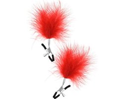 Sweet Caress - Tepelklemmen met rode veertjes