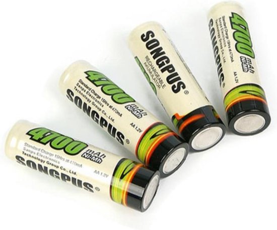 Songpus AA Oplaadbare Batterijen - 4 stuks – Ni-MH R6 Penlite- Hoge  Capaciteit van... | bol.com