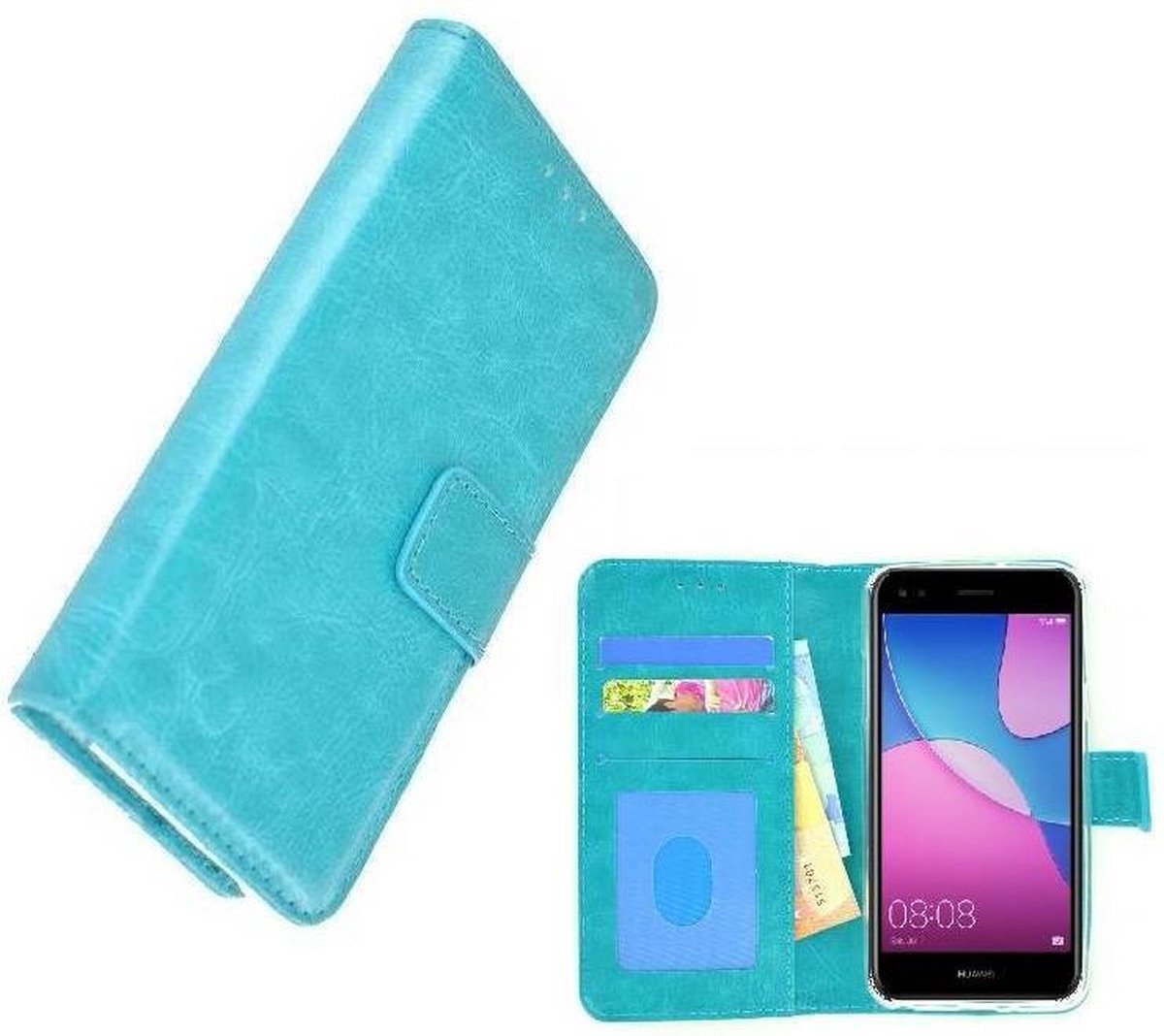 Wallet Bookcase Hoesje Geschikt voor Huawei Y6 Pro 2017 - Turquoise Fashion