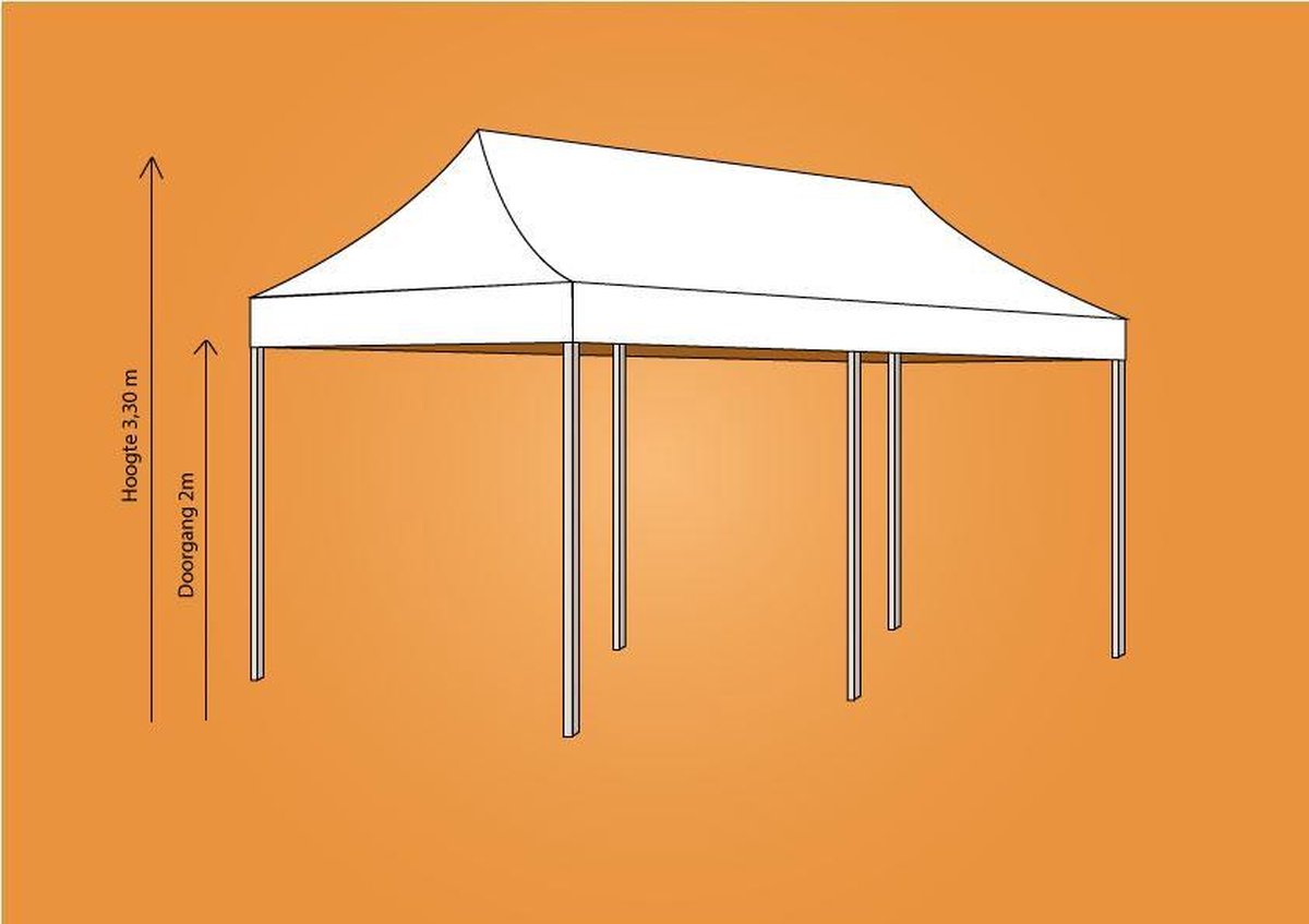 Plooitent 3x6 - Vouwtent 3x6 - Easy Up 3x6 - ALU - Kleur: WIT