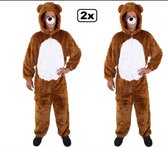 2x Dierenkostuum Bruine beer pluche mt.L/XL
